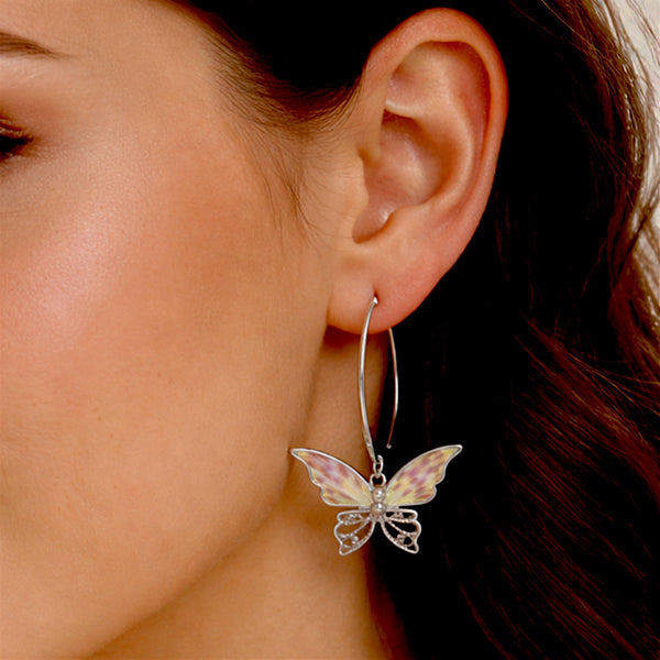 Arete Mariposa con flor de andromelia