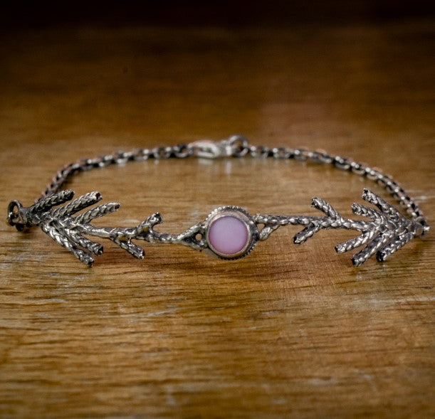 PULSERA CIPRES CON PIEDRA OPALO ROSADO