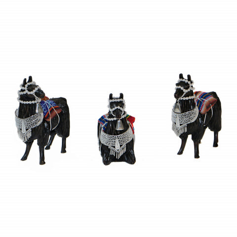 Set de llamas en madera con apliques en filigrana